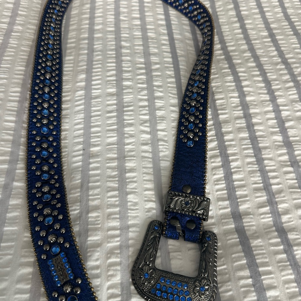 B.B. Simon Blue and Silver Studded Belt
